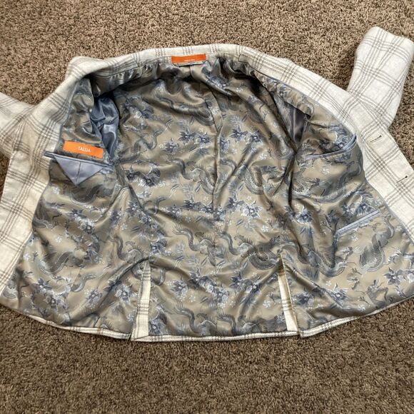 Tallia Boys Size 8 R Tan Plaid Wool Blazer Jacket Button Closure Plaid Coat - Picture 9 of 11